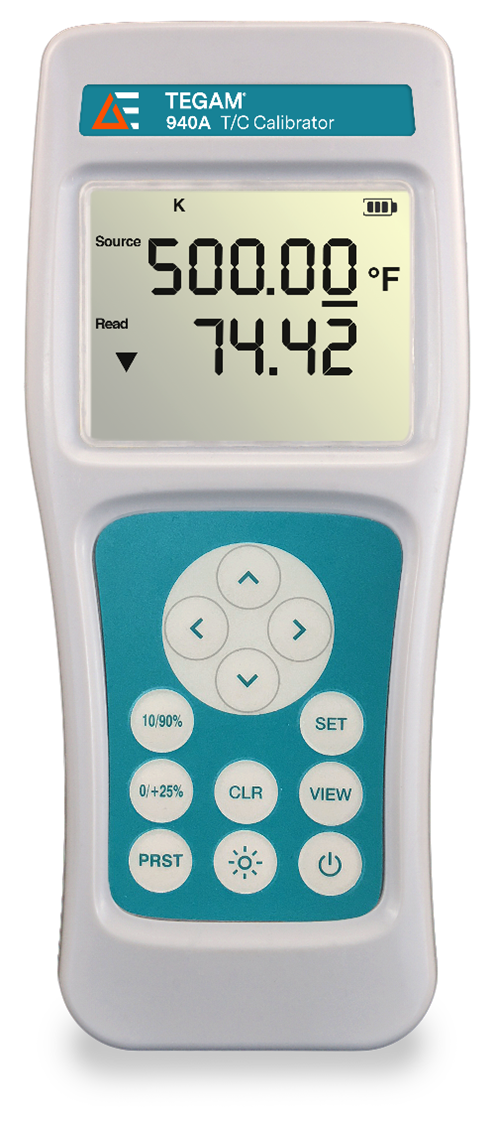 TEGAM Thermocouple Calibrator uses 6 batteries vs the competitions 80